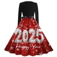 thumbnail image 4 of Christmas Dresses for Women Women's Fashion Vintage Long Sleeve Round Neck Christmas Printed Evening Party Dresses for Formal Event,Red,2XL, 4 of 4
