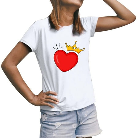 ZHOUCHANKIDS Cozy Couple Matching T-Shirt Set Adorable Valentine s Day For Her And Him Comfortable Soft Partner Outfit White L
