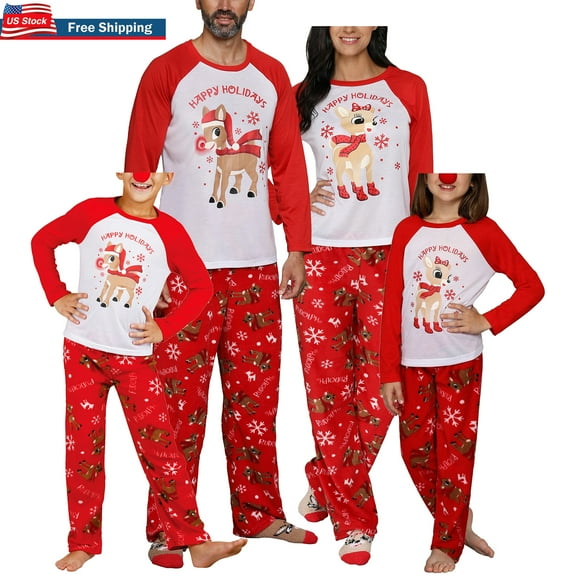 Family Matching Pajamas Christmas Pjs Holiday Nightwear Sleepwear Sets Long Sleeve Pjs