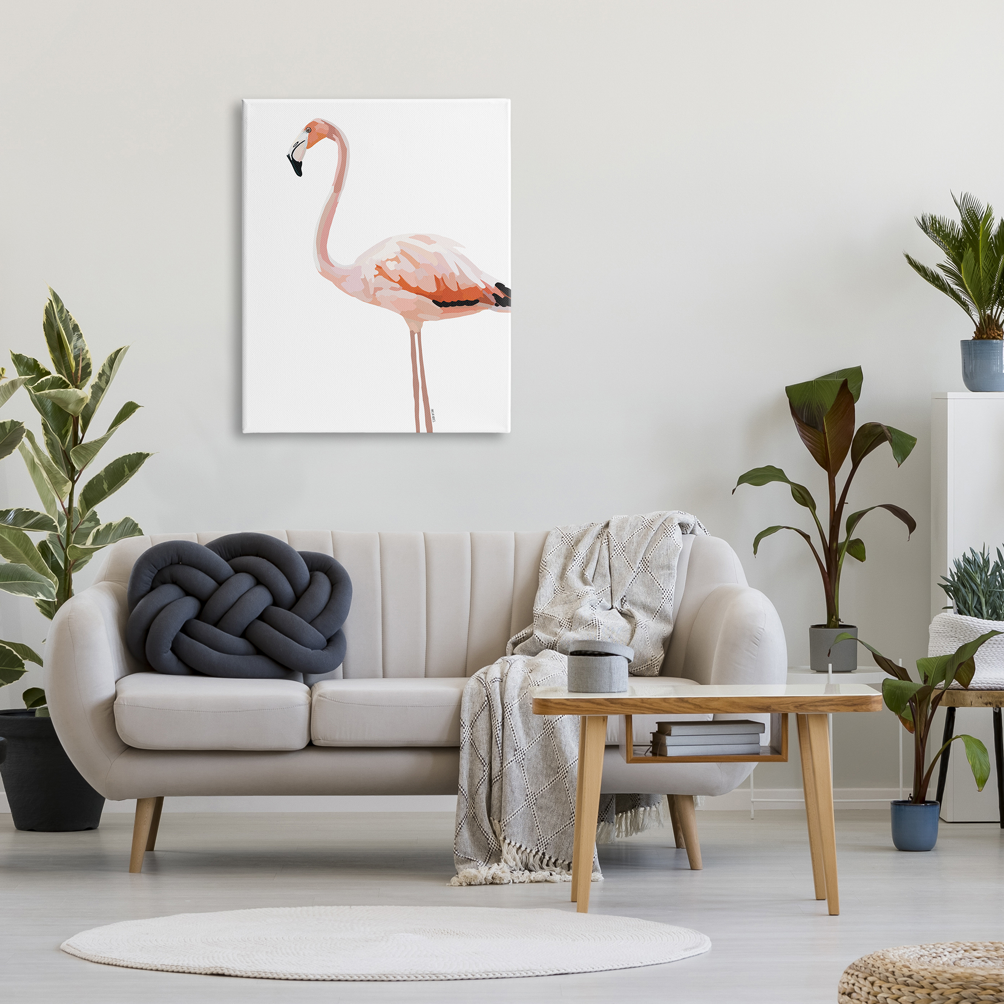 Stupell Industries Tropical Pink Flamingo Bird Casual Animal Design Graphic Art Gallery Wrapped Canvas Print Wall Art, Design by Amelia Noyes