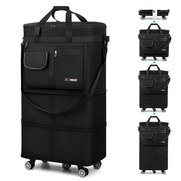 New York Xpress Rolling Duffel Bag Expandable Collapsible Travel Luggage with Removable 360°Spinner Wheels, 36-inch, Sd