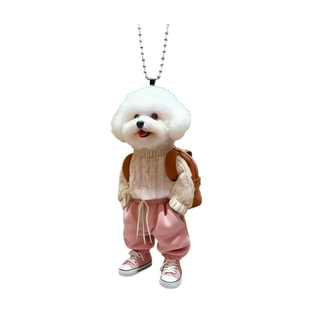 Backpack for Dogs Cute Acrylic Poodle Keychain for Car Backpacks, Keys, Or Purse with Playful Personality