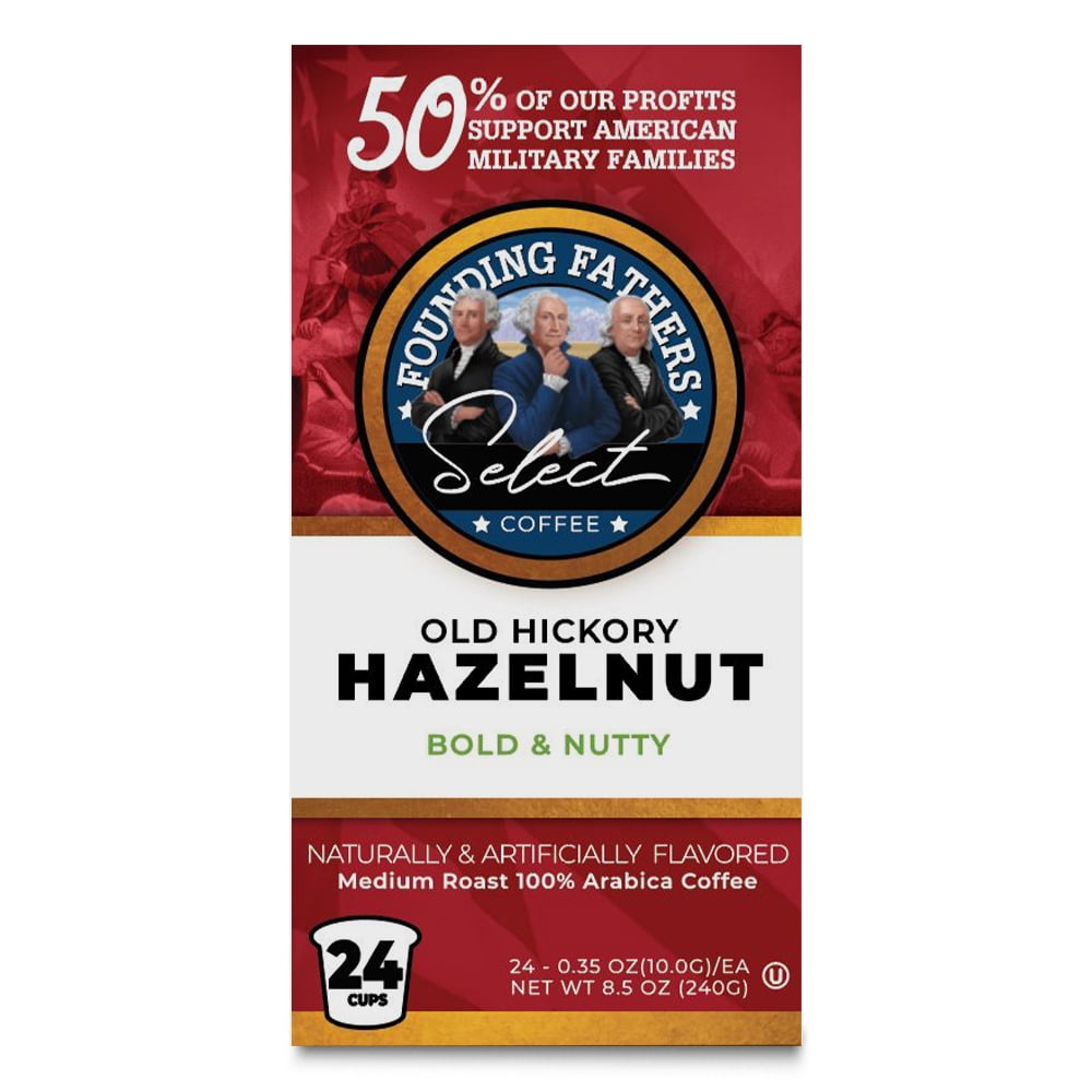 Founding Fathers Old Hickory Hazelnut, Medium Roast Keurig Coffee Pods, 24 Count