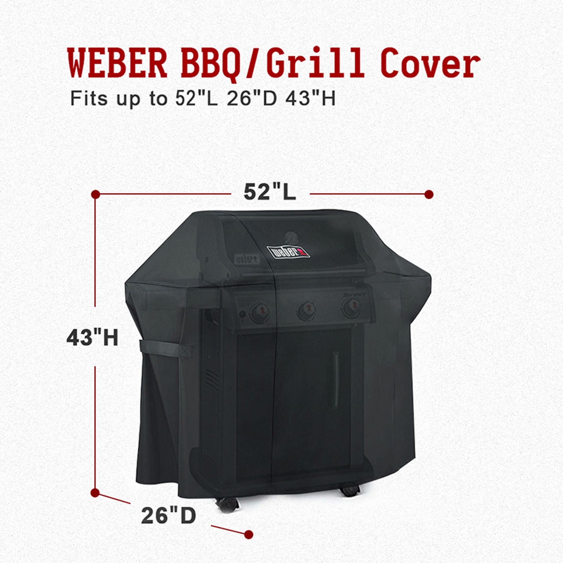 Weber 7106 Grill Cover for Weber Spirit 220 and 300 Series Gas Grills (52 x 26 x 43 inches)Black - image 4 of 7