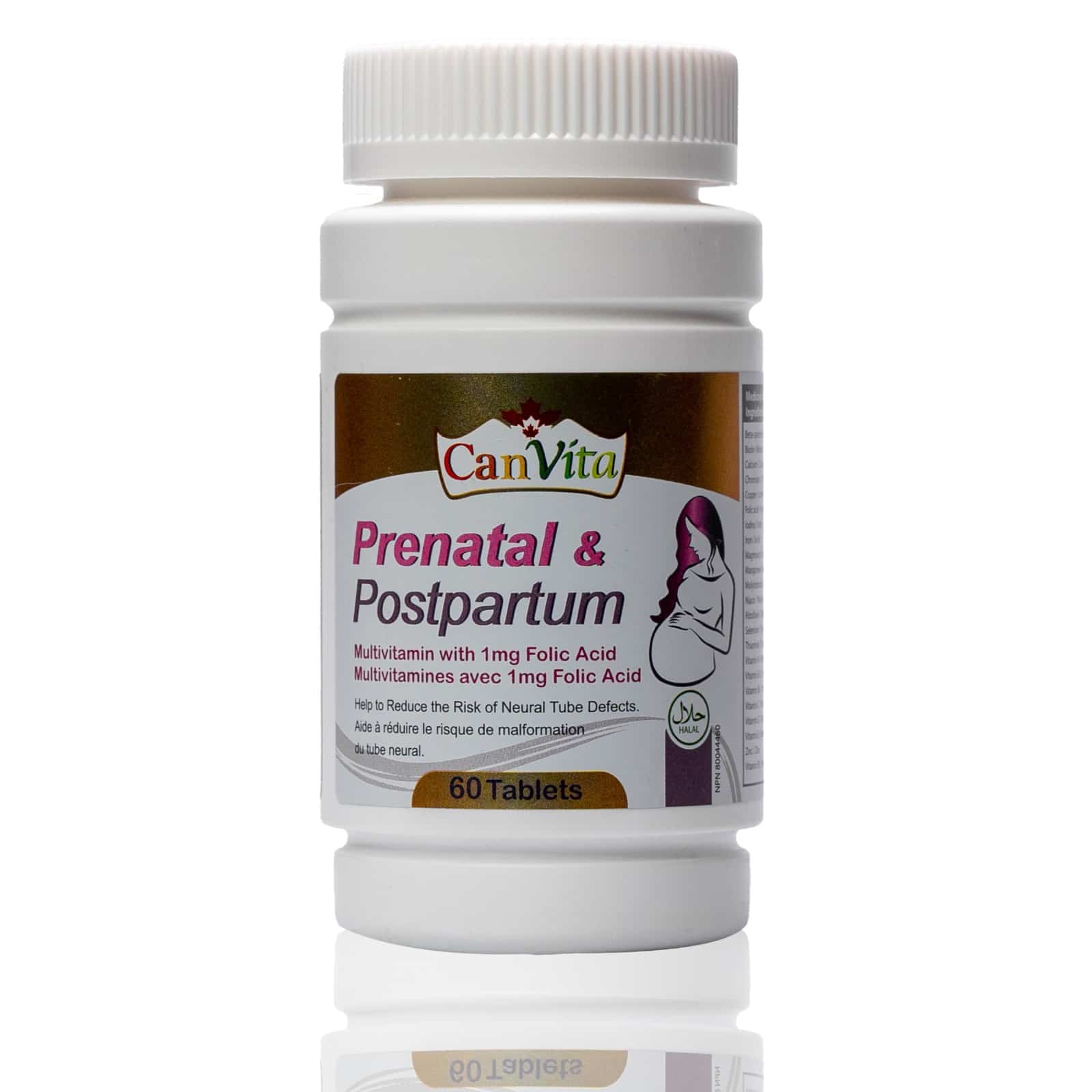 Canvita Halal Prenatal & Postpartum Women's Vitamins – All-In-One for Reduced Risk of Neural Tube Defects and Breastfeeding – With Medical and Natural Ingredients for Healthy and Easy Consuming