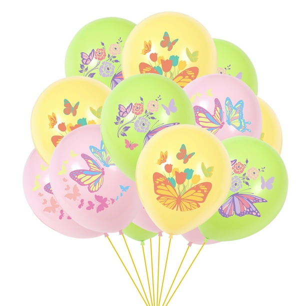Set de globos de látex con estampado de mariposas, 12 pulgadas, 15 unidades