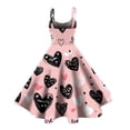 thumbnail image 4 of LWavelet 2026 Valentine's Party Fit & Flare Dress, Women's Spaghetti Strap Heart Print Y2K Vibe Sundress Light pink S, 4 of 4