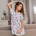 thumbnail image 3 of Rateoe Tulips Flowers Print Women’s Nightdress – Cozy Cotton Short-sleeved Sleep Shirt, Loose-Fit Sleepwear, Perfect for Relaxing and Sleeping, 3 of 6