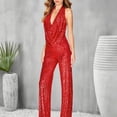 thumbnail image 6 of Ankishi Halter Jumpsuit Deep V Sequin Jumpsuits Halter Cowl Neck Backless Romper for Daily Wear Dating Party, 6 of 7