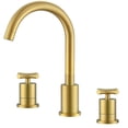 thumbnail image 4 of Ancona Ava Series Widespread Cross Handle Bathroom Faucet in Brushed Titanium Gold, 4 of 6