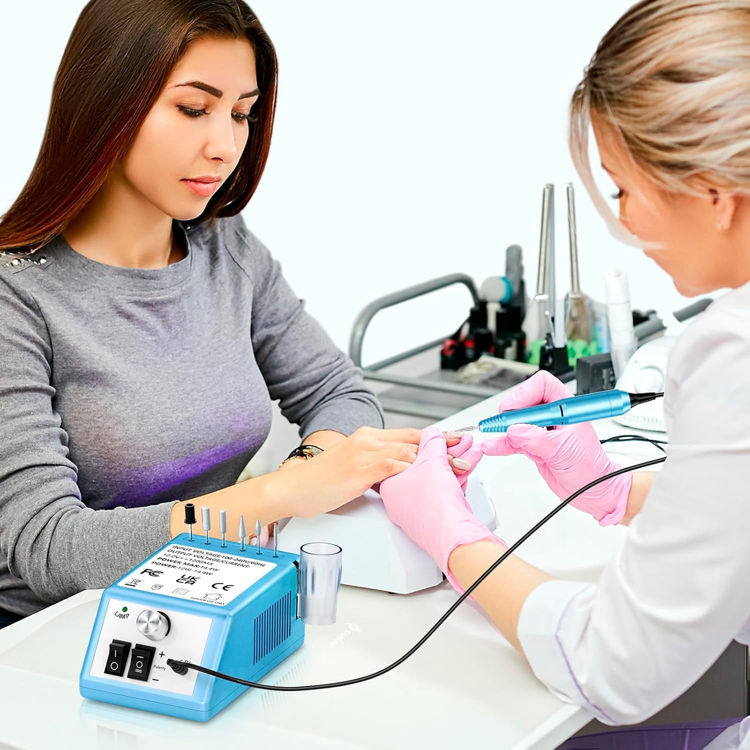 COSITTE 30,000 RPM Low-Vibration Nail Drill, Professional Acrylic Nail Remover, Home/Salon Hand and Foot Care Set-Dark Blue