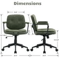 thumbnail image 2 of HEAH-YO Modern Armless Desk Chairs Set of 1, Swivel Computer Task Chair with Wheels and Armrests, PU Leather Adjustable Office Chair with Backrest for Home Base, Green, 2 of 15