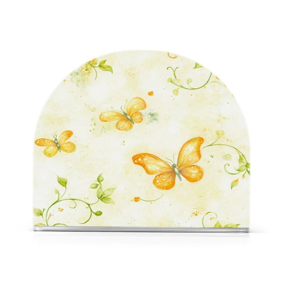 Bright Butterflies Pattern Thick U Shape Acrylic Napkin Holder Non Slip Space Saving for Kitchen