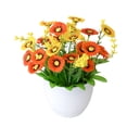 thumbnail image 3 of 7" Artificial Potted Daisy Chrysanthemum - Orange Yellow 21-Head Fake Flowers with Pot, UV Resistant Faux Plants for Home, Office, Desk & Outdoor Decor, 3 of 10
