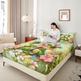 thumbnail image 4 of Manfei Cute Animal Frogs Boy Girl 4 Pieces Queen Sheet Sets,Spring Garden Ultra Soft Flat Sheet,Valentine Couple Lover Queen Fitted Sheet,Lightweight Room Decor, 4 of 7