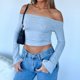 thumbnail image 4 of Blusas Y2K Ladies Bodycon Tees Top Casual Hotsweet Crop Top Slim Fit Color sólido Ropa diaria Cgtredaw Gris M para Mujer, 4 of 7