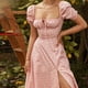 thumbnail image 1 of Vestido Largo Vestidos de playa para mujer Elegante Floral Cuello cuadrado Split Boho Vestido (Rosa S) Cgtredaw Para estrenar, 1 of 1