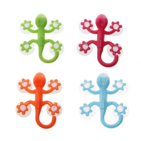 

Gecko Powerful Plastic Four Suction Cups Hook Wall Hanger Decoration Bathroom