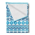 thumbnail image 2 of Tribal Soft Flannel Fleece Throw Blanket, Aztec Pattern with Geometric Folk Cultural Forms Prehistoric Image, Cozy Plush for Indoor and Outdoor Use, 50" x 70", Blue White, by Ambesonne, 2 of 5
