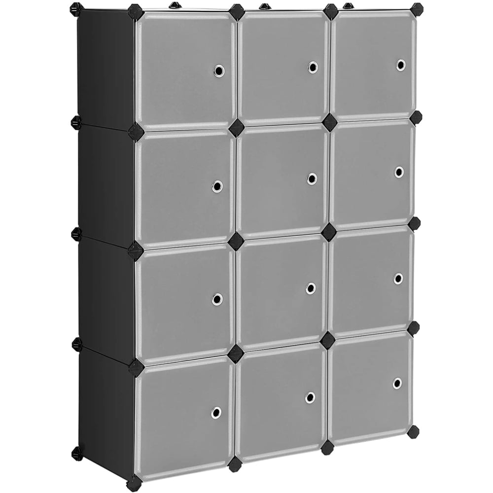 Kepooman 12-Cube Storage Closet Organizer, DIY Closet Cabinet Storage Shelves, White and Black