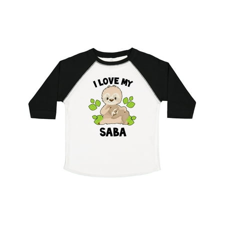 

Inktastic Cute Sloth I Love My Saba with Green Leaves Gift Toddler Boy or Toddler Girl T-Shirt