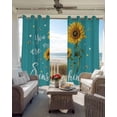 thumbnail image 4 of Teal Sunshine Sunflower Blackout Curtains 72 Inches Long for Bedroom, Pastoral Bees Farmhouse Floral Thermal Insulated Room Darkening Black Out Window Curtain Panels Grommet Drapes for Living Room, 4 of 8