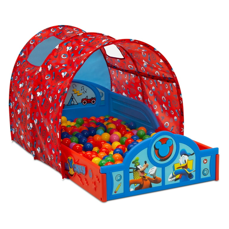 Disney Mickey Mouse Sleep and Play Toddler Bed with Plastic Frame and Tent by Delta Children Blue Red Walmart