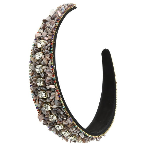 MEIBUTYUP Womens Black Padded Rhinestone Headband with Beads Suitable for Parties and Daily Fashion