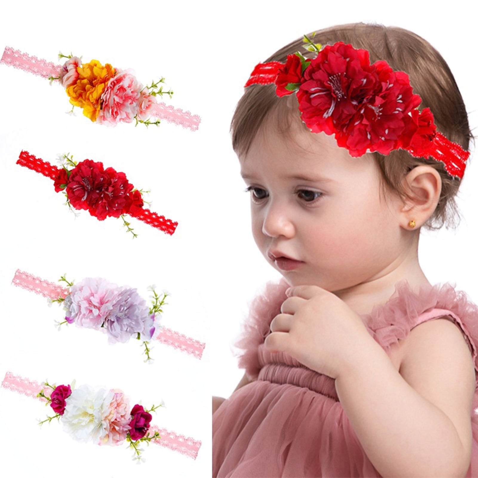 harmtty All Match Baby Headband Elastic Minimalist Simulation Floral