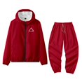 thumbnail image 1 of Traje De Sudadera Cuello Alto Color Puro Manga Larga Cierre De Cordón Cintura Elástica Pantalones Traje S, 1 of 8