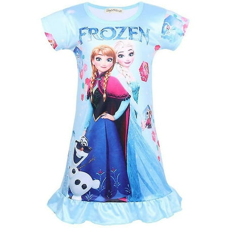 Kids Frozen Elsa Anna Nightdress Girls Summer Pyjamas Nightie Dress ...