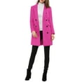 thumbnail image 3 of INSPIRE CHIC Women's Winter Coat Notched Lapel Double Breasted Trench Coat XL Fuchsia, 3 of 8