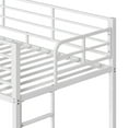 thumbnail image 5 of White Twin Bunk Bed Square Tube High Guardrail Side Ladder Opening Iron Bed, 5 of 11