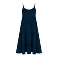 thumbnail image 5 of ATOYSOY Women's Knee Length A Line Dress Flowy Beach Sundress Scoop Neck Summer Saving Sleeveless Tiered Casual Relaxed Spaghetti Strap Nighdress Dress for Girls Dark Blue L, 5 of 5