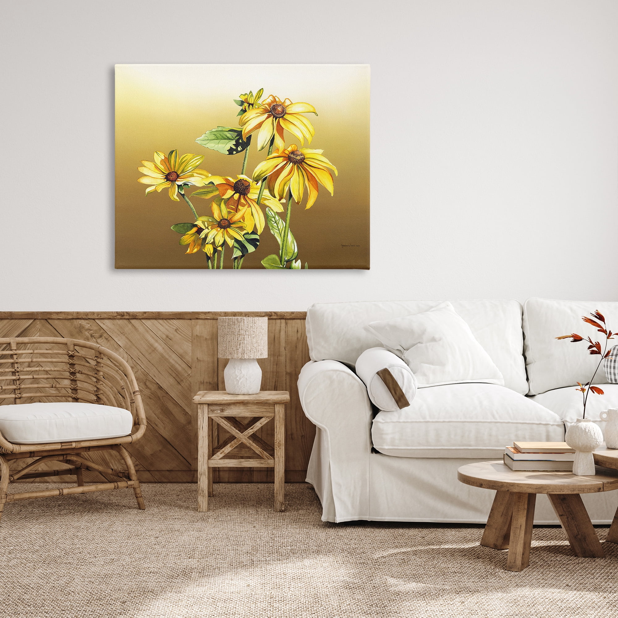 Stupell Industries Drooping Daisy Petals Botanical & Floral Painting Gallery Wrapped Canvas Art Print Wall Art, 48 x 36