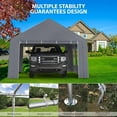 thumbnail image 3 of Hellone Carport 13'X20' Heavy Duty Steel Canopy Adjustable & Portable Garage with 3 Roll-Up Ventilated Side Doors & 5 Windows for Truck Boat Car, Gray, 3 of 8