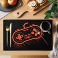 thumbnail image 2 of Orange Game Controller Placemats Set of 6, Modern Art Gaming Handheld Black Placemats for Dining Table, Place Mats for Kitchen Tabletop, Waterproof Wipeable Dining Table Mats Set, 2 of 9