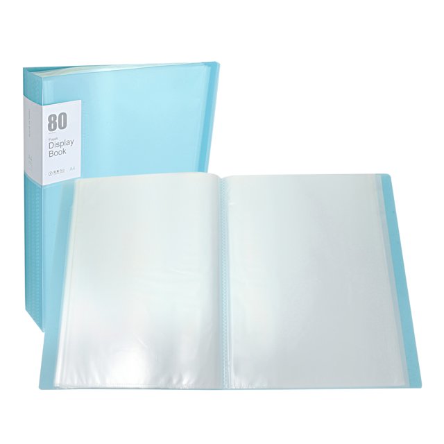 Unique Bargains 9.4x12.2x2' Binders with Plastic Sleeve, PP 80 Pockets Waterproof Sheet Folder Protector Portfolio, Blue