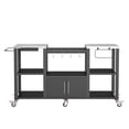 thumbnail image 4 of VEIKOUS 65" Outdoor Metal Grill Cart with Wheels, Portable Stainless Steel BBQ Table w/ 5 open shelves for Patio, Backyard，Black, 4 of 15