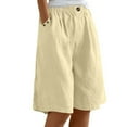 thumbnail image 4 of Linen Pants Women, High Waist Straight Buttons Fashion Casual Leisure Solid Color with Pockets, Beige S-3XL, 4 of 8