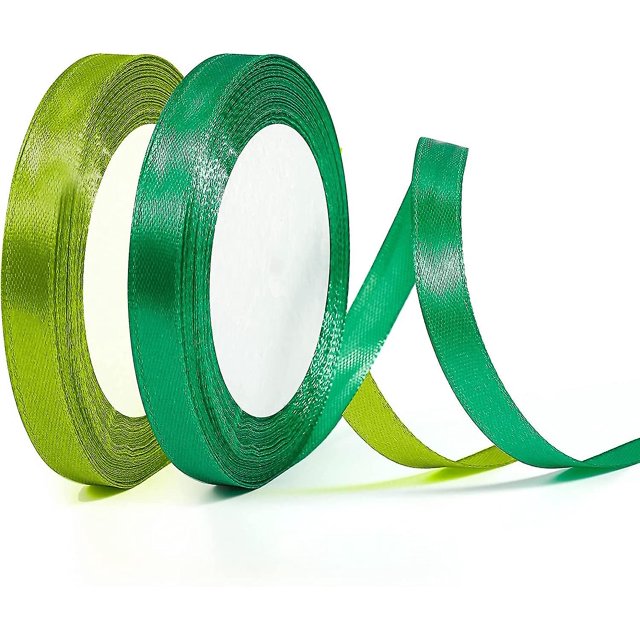 Cinta verde navideña, cinta de poliéster de doble cara de 10 mm, tela gruesa, cinta de raso verde militar para envolver regalos, globos, proyecto de costura de bricolaje