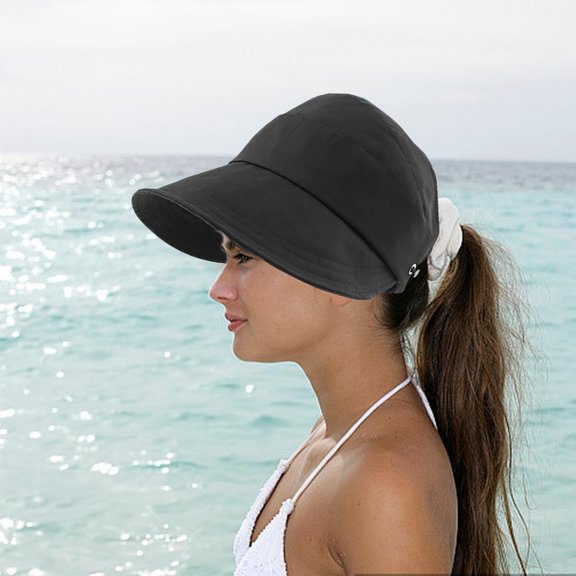 Nkmbld Sun Hat for Women, UV Protection Hiking Fishing Hats Wide Brim Hat Adjustable Ponytail Packable Sun Cap for Outdoor Hiking Fishing Camping Travel