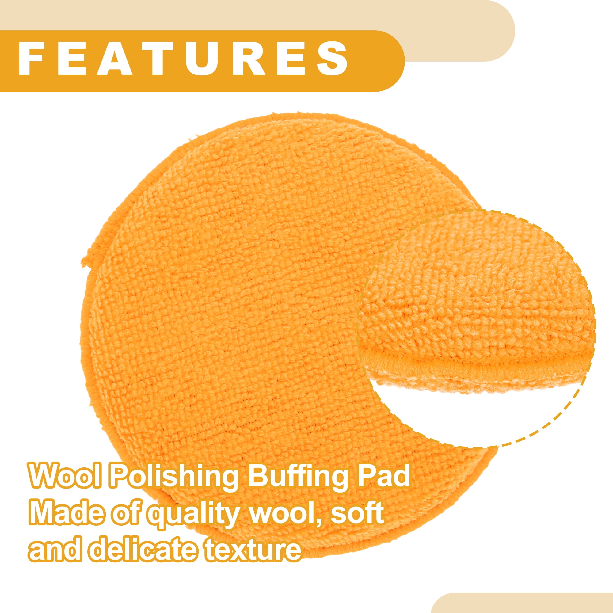 6Pcs 12.5cm Universal Microfiber Polishing Buffing Pad Auto Woolen Buffing Waxing Pad Car Polisher Buffer Drill Attachment Tangerine