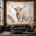 thumbnail image 6 of Highland Cow Among Rocks and Wildflowers, Serene Watercolor for Animal Lovers, Botanical Farm Wall Art, Housewarming Gift, Tapestry Wall Hanging for Bedroom and Living Room, 6 of 7