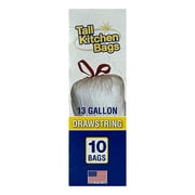 Basic Kitchen Trash Bags, 13 Gallon, 10 Bags (Drawstring)