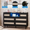 thumbnail image 1 of Bingirl Bedroom Modern Rattan Dresser with 6 Drawers, LED Feature and Charging Station, 1 of 8