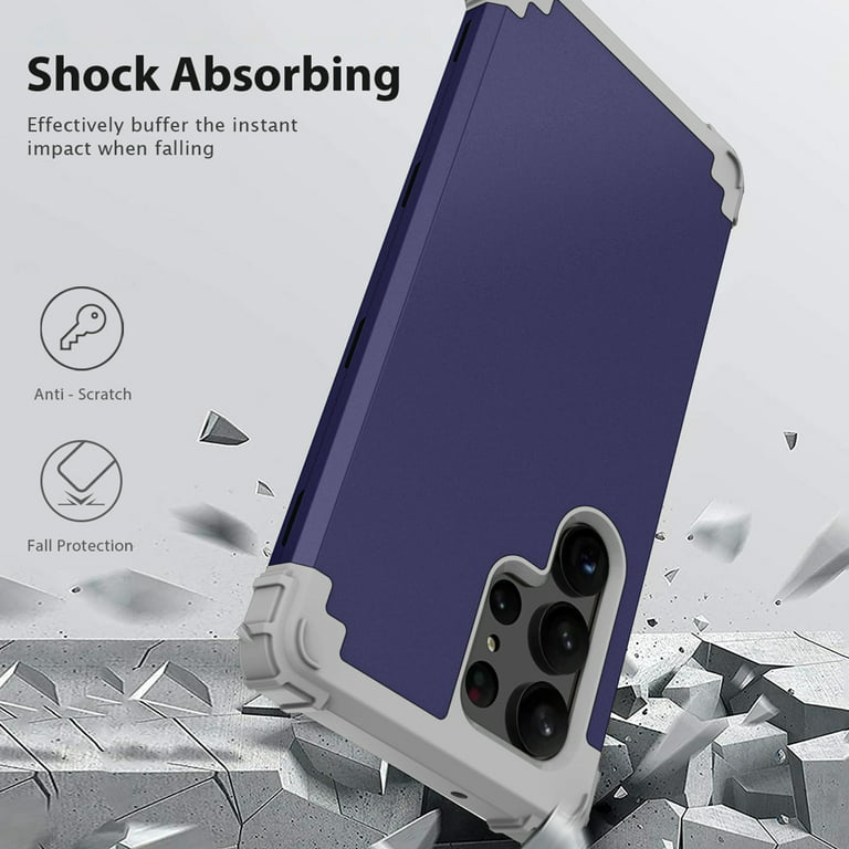 Dteck for Samsung Galaxy S23 Ultra Case, Military-Grade Drop Protection  Hybrid Shockproof Rugged Case with Front Frame (No screen protector film)  Clear Cover for Samsung S23 Ultra 6.8 Inch 5G,Gray 