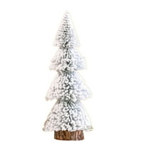 Christmas Tree 5.91inch Artificial Christmas Trees Tower-shaped Flocked Cedar Miniature Christmas Trees Snow Frost Ornaments With Wooden Bases For Christmas Party Table Top Decor Winter Crafts