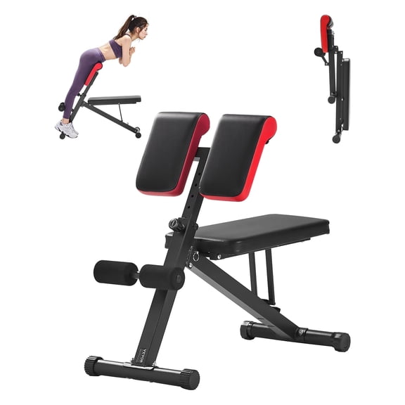 VEVOR Multi-Functional Weight Bench for Full Body Workout, Roman Chair Hyperextension Bench, 330 lbs Adjustable & Foldable Equipment for Back Arm Core Ab Workout, Sit Up Exercise Machine