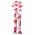 thumbnail image 6 of Kogui Girls 2 Piece Set Teen Girls Clothes Short Sleeve Graphic T-Shirt Top + Pants 2 Piece Outfit Set Size 11-12 (Watermelon Red,11-12 Years), 6 of 8